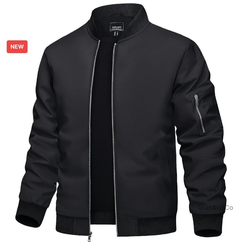 Lightweight Bomber Jacket Windbreaker Casual Sporty Zip Up Coat with Pockets